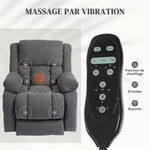 Fauteuil releveur électrique massage et chauffage avec repose-pied, dossier inclinable, télécommande et poche latérale