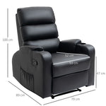 Poltrona relax reclinabile con poggiapiedi regolabile, rivestimento sintetico nero