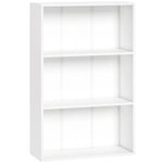 Bibliothèque étagère de rangement avec 3 compartiments et étagère réglable, 60 x 24 x 93 cm, blanc