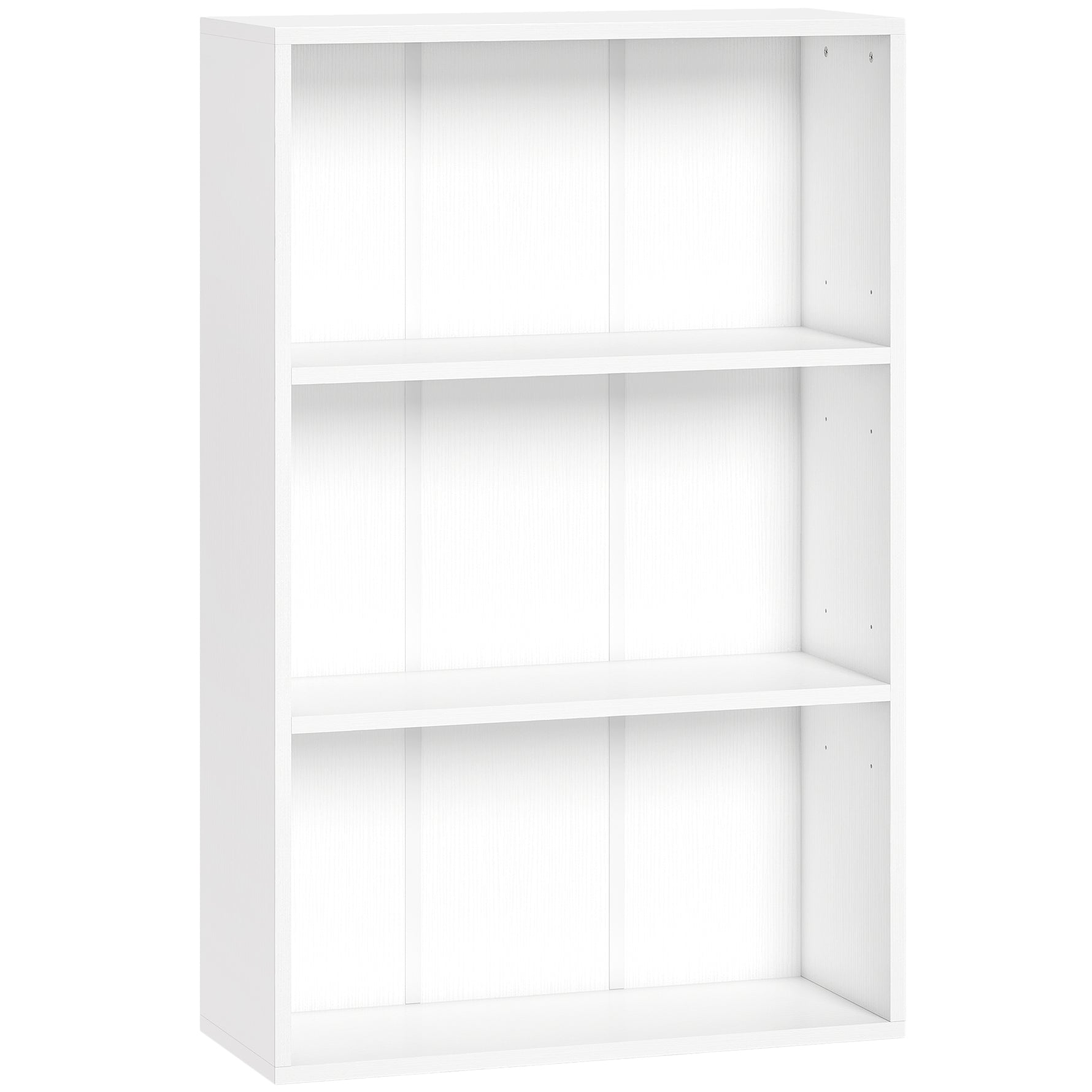 Bibliothèque étagère de rangement avec 3 compartiments et étagère réglable, 60 x 24 x 93 cm, blanc