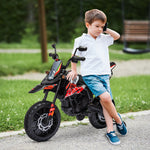 Elektro-Motorrad für Kinder mit offizieller Aprilia-Lizenz, 2 Motoren 12V, Stützräder, LED-Licht, Musik – rot