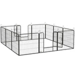 Parc enclos modulable acier époxy porte verrouillable pour chiens petits animaux intérieur et extérieur 80 x 80 cm gris