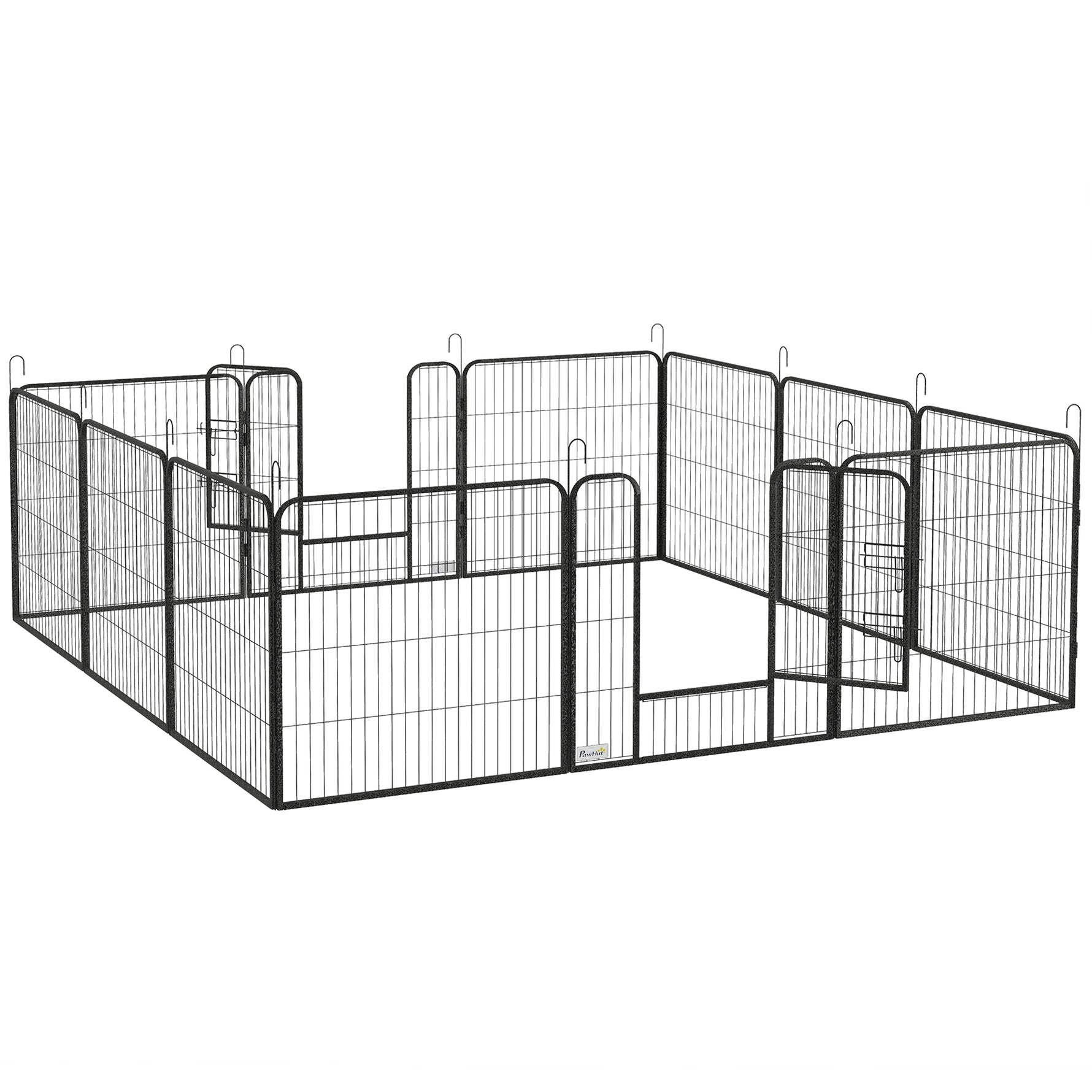 Parc enclos modulable acier époxy porte verrouillable pour chiens petits animaux intérieur et extérieur 80 x 80 cm gris