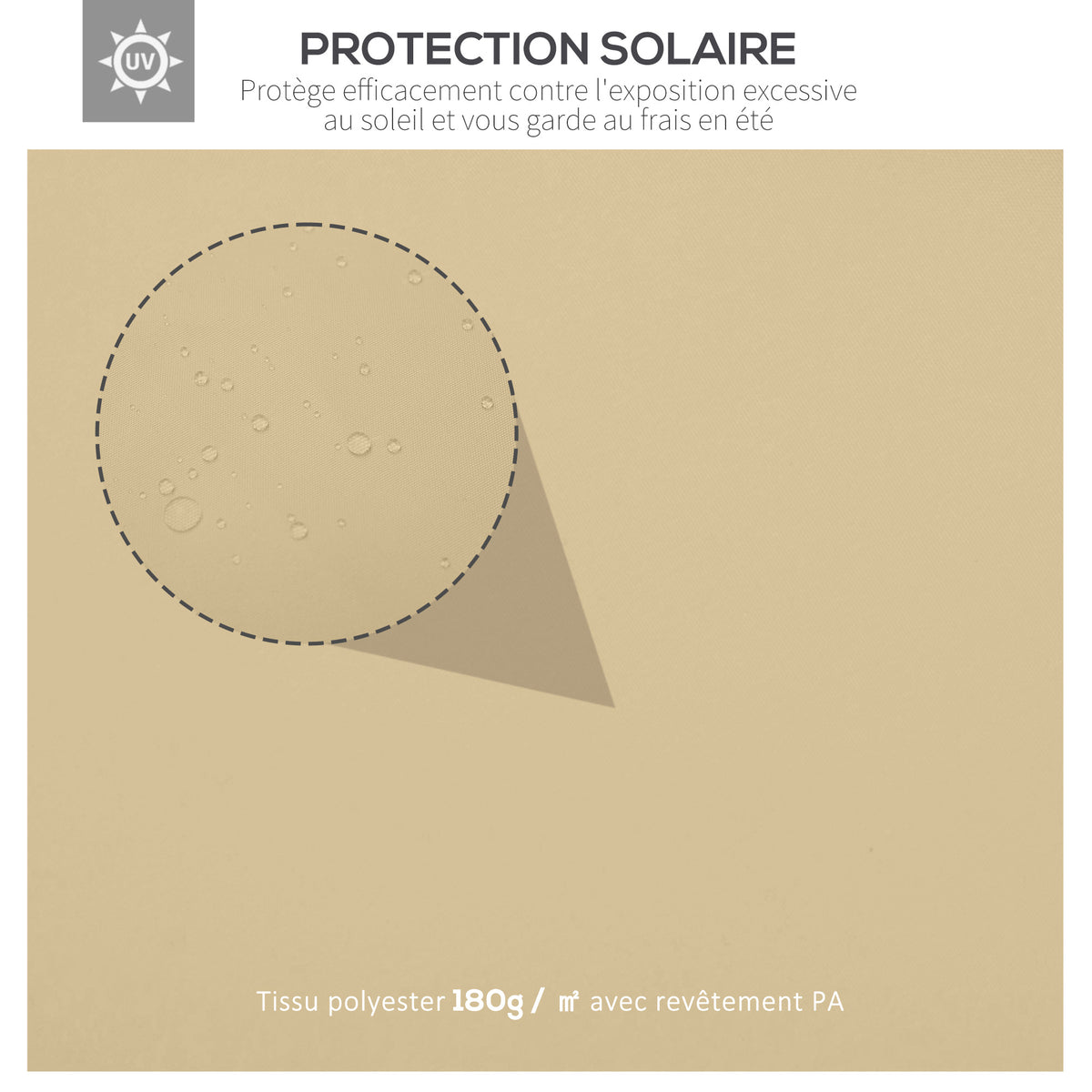 Toile de rechange pour pavillon tonnelle tente 3 x 4 m polyester haute densité 180 g/m² beige