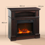 Cheminée électrique effet flammes LED luminosité réglable avec télécommande - 1800 W - 80,5 x 32,3 x 80,5 cm