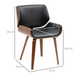 Set di 2 sedie da pranzo stile vintage seduta rivestimento sintetico 53l x 54P x 81H cm nero marrone