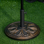 Pied de parasol rond base de lestage Ø 48 x 34H cm ciment HDPE motif fleurs de lys poids net 13 Kg noir doré