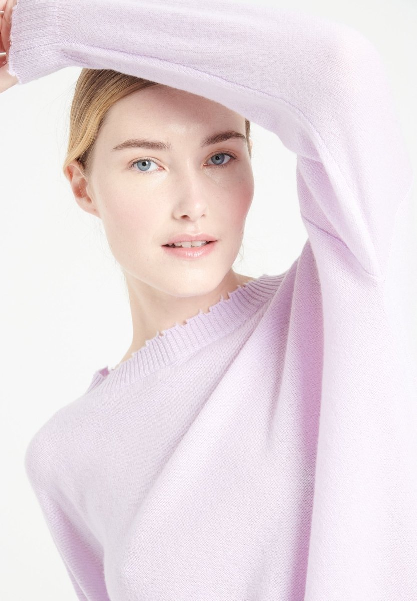 Pull col rond femme en cachemire lilas - MIA 17