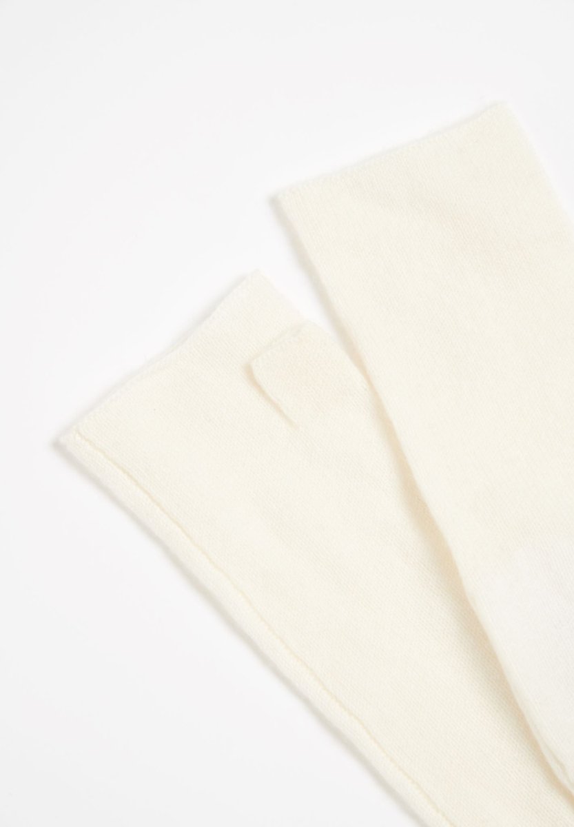 Mitaines unisex en cachemire blanc écru - UNI 3