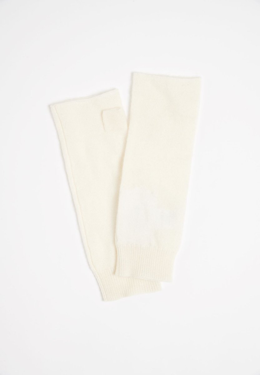 Mitaines unisex en cachemire blanc écru - UNI 3