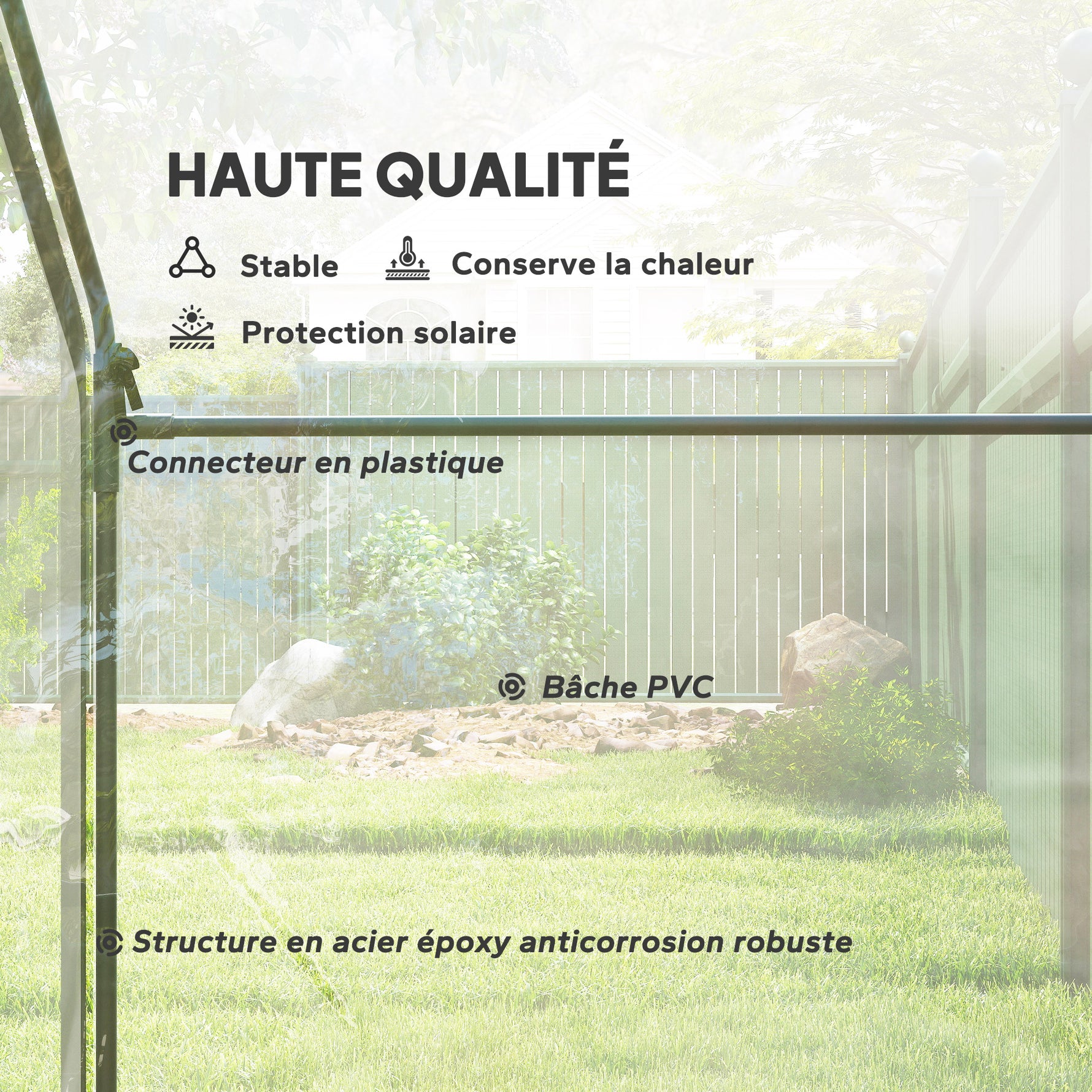 Serre de Jardin Balcon terrasse Serre pour tomates 1,8L x 1l x 1,68H m Acier plastique imperméable Transparent Vert