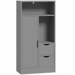 Mobiletto da bagno, mobile contenitore stretto con 2 cassetti, scomparti a giorno, 50x25x100 cm, grigio