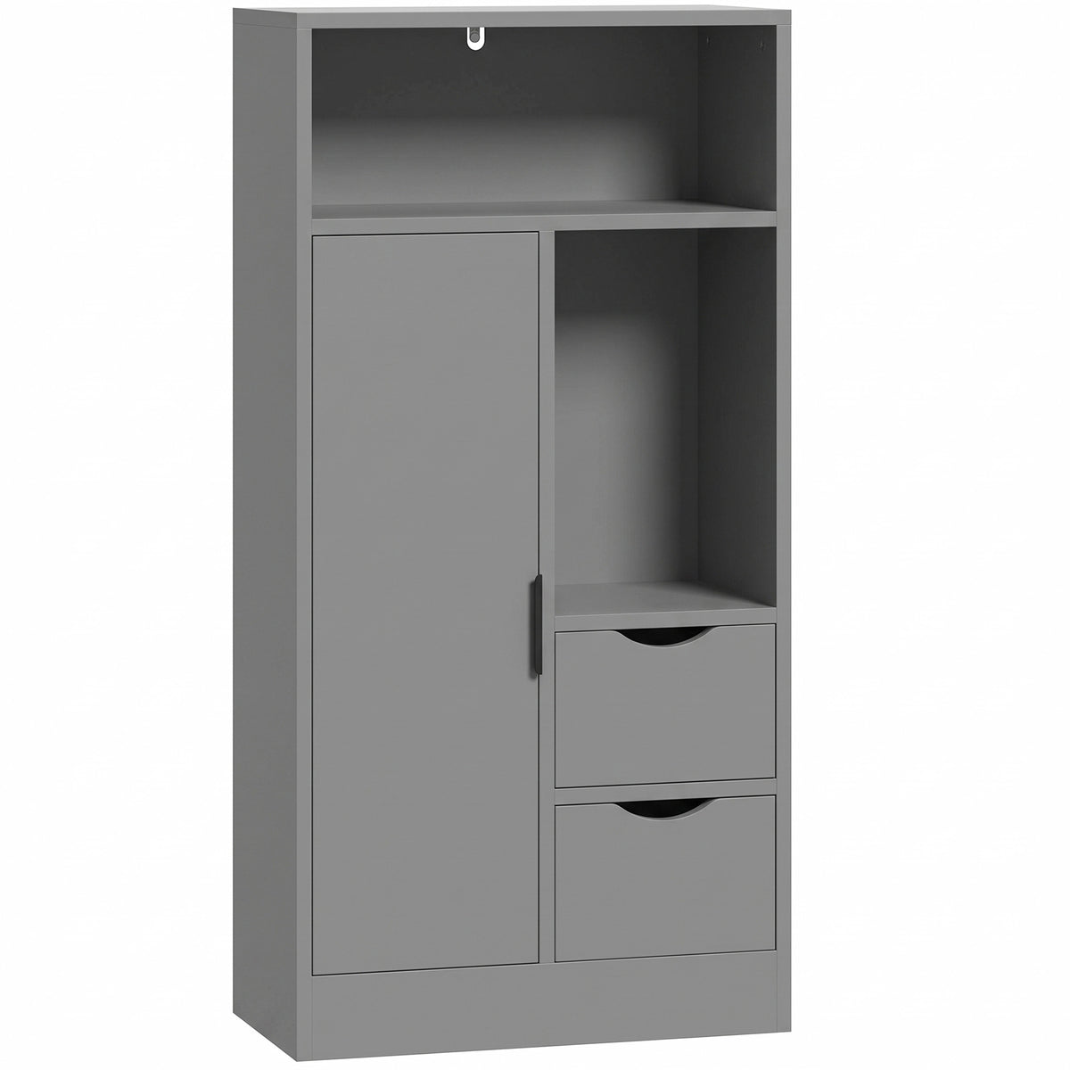 Mobiletto da bagno, mobile contenitore stretto con 2 cassetti, scomparti a giorno, 50x25x100 cm, grigio