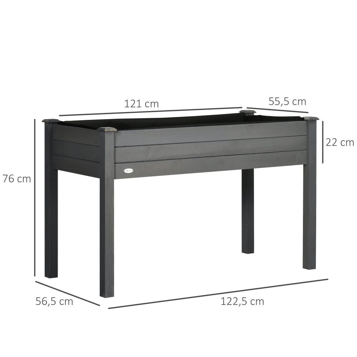 Jardinière sur Pieds Potager dim. 122,5L x 56,5l x 76H cm Inserts d'irrigation + Feutre de Drainage Bois Massif Sapin