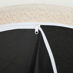 Pouf Divano Rotondo in Ciniglia, Seduta Ampia, 2 Cuscini, 1 Schienale, 1 Cuscino Cilindrico, Portata 250kg, 130x130x82cm, Crema