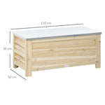 Coffre de jardin en bois et couvercle en métal galvanisé 155L avec vérins - 110 x 50 x 50 cm