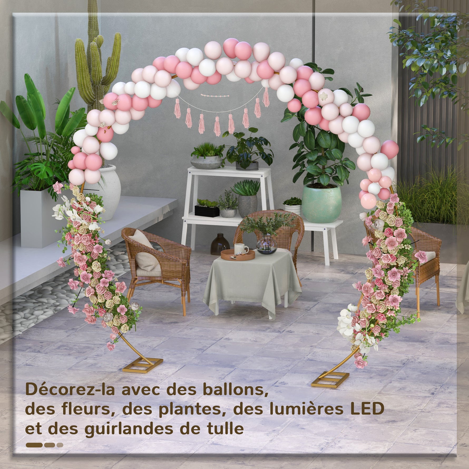 Arche de jardin arche de plantes grimpantes pour mariage, anniversaire, cérémonie et banquet acier doré
