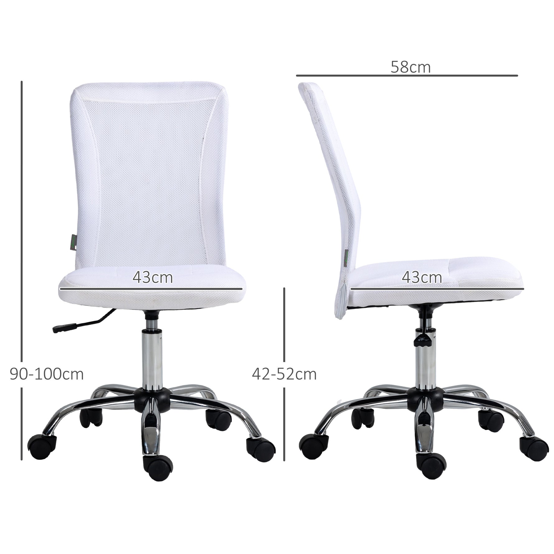 Chaise de bureau ergonomique hauteur réglable piètement chromé pivotant 360° revêtement maille blanc