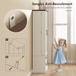 Buffet haut cuisine, armoire de cuisine, LED à capteur, 2 portes, tiroirs et étagères réglables, 76x39,5x183cm, blanc