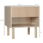 Lot de 2 tables de chevet table de nuit avec tiroirs et niches, style moderne, dim. 47 x 47 x 50 cm, bois naturel