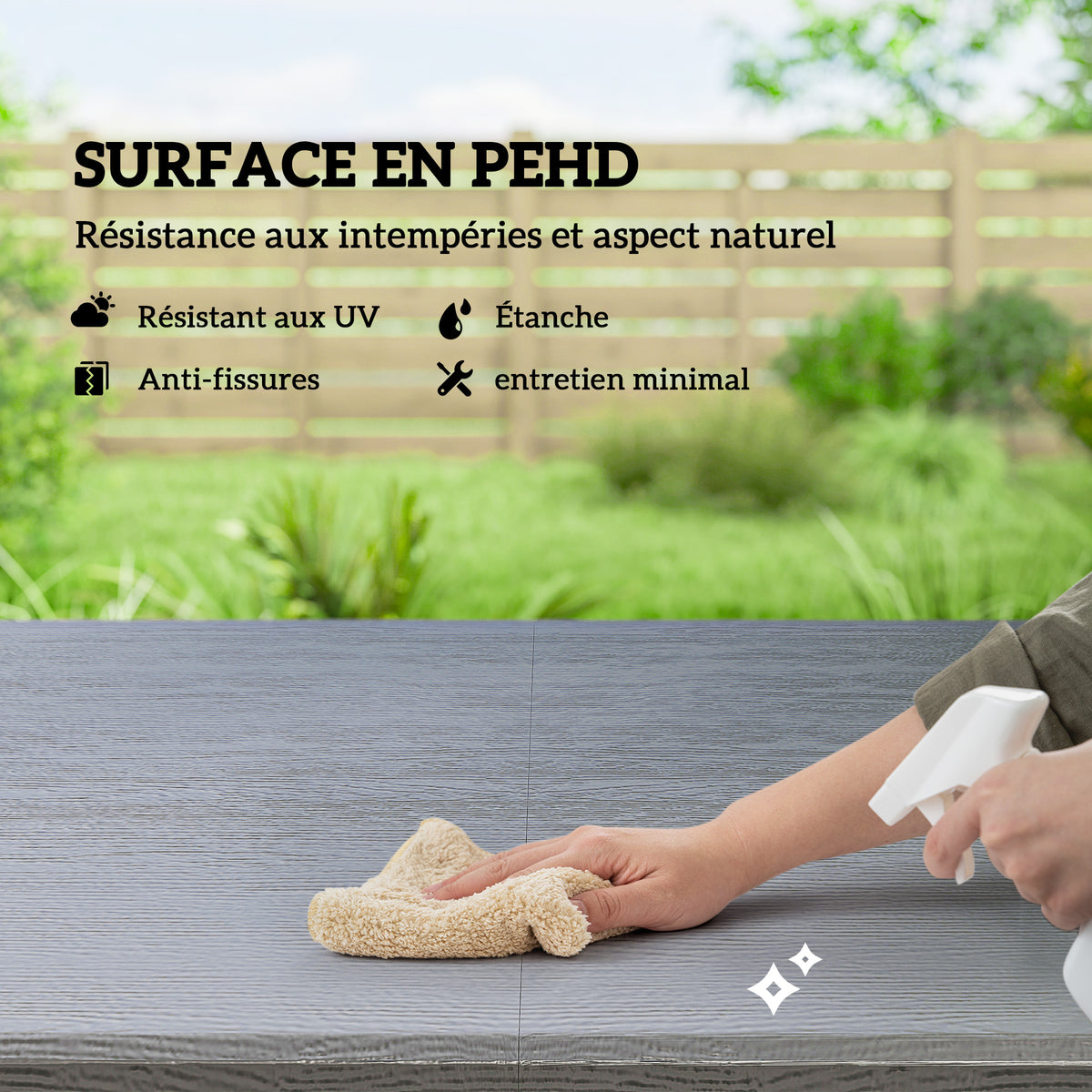 Conjunto de jardín, mesa de exterior con 4 sillas plegables, mesa regulable en altura 118 cm gris oscuro
