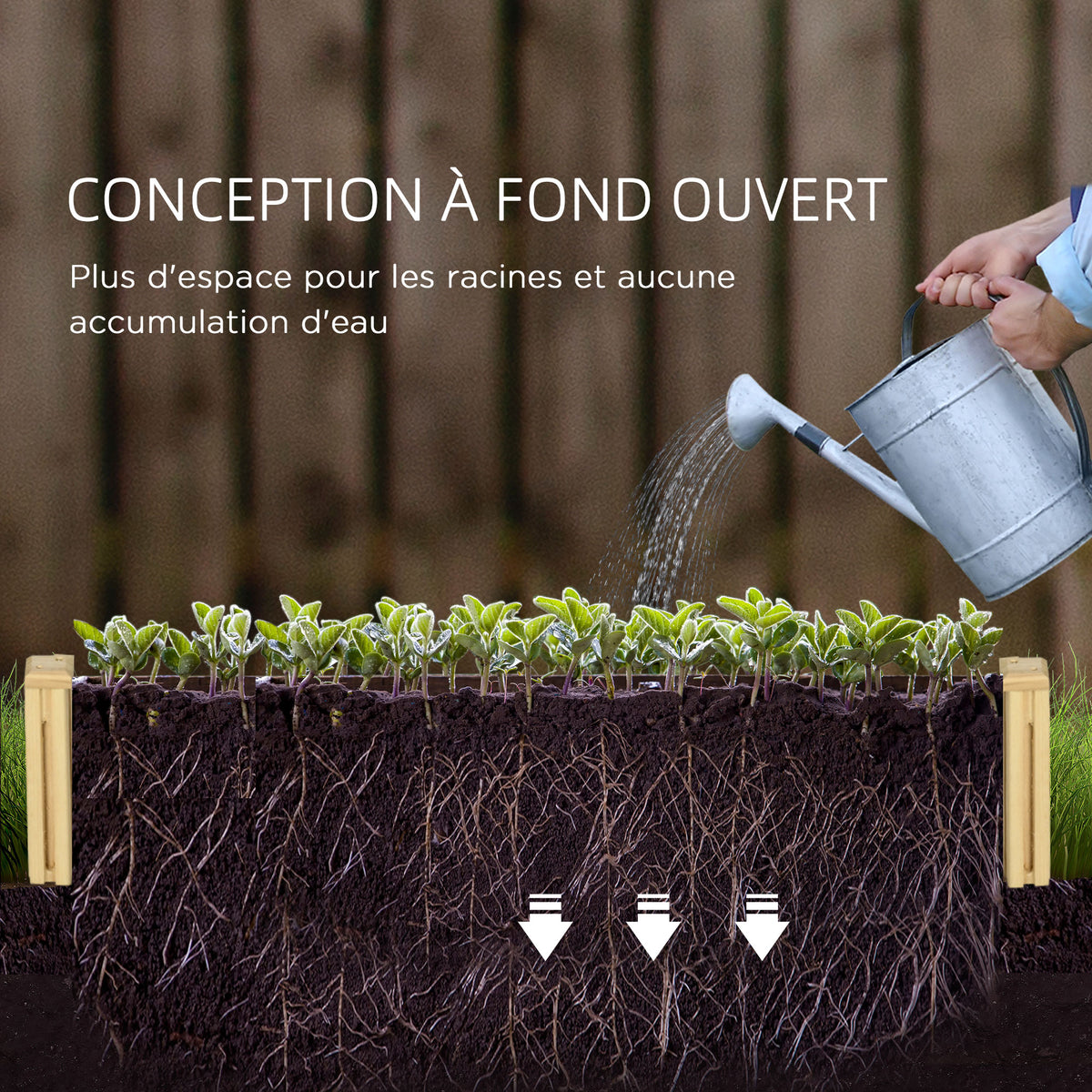 Jardinière avec treillis bac à fleurs jardinière de jardin dim. 230L x 60l x 110H cm effet bois naturel