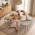 Lot de 4 Tabourets Empilables Ronds avec Assise Rembourrée, sans Dossier, Gain de Place, 45 x 45 x 47,5 cm, Marron Cair
