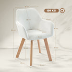 Lot de 2 chaises de salle à manger Fauteuil Assise rembourrée en tissu effet velours Pieds en bois, crème