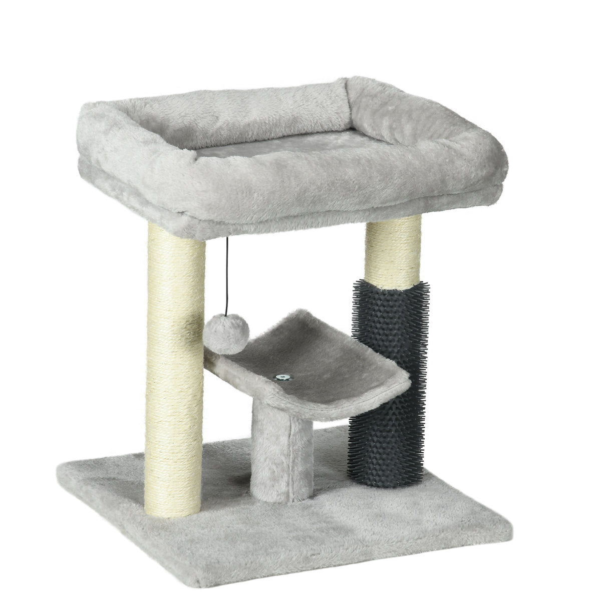 Petit arbre à chat arbre à grimper tour de jeux hauteur 48 cm poteau en sisal gris avec balle suspendue gris