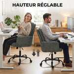 Chaise Bureau Ergonomique, Fauteuil de Bureau avec Hauteur Réglable, Assise Large, Fonction Bascule, Vert Foncé