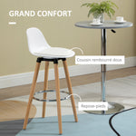 Set di 4 sgabelli da bar in stile scandinavo, altezza 70 cm, con gambe in legno e poggiapiedi in acciaio - bianco
