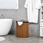 Panier à linge en bambou d'angle 55L avec couvercle et sac amovible 38 x 38 x 57 cm marron
