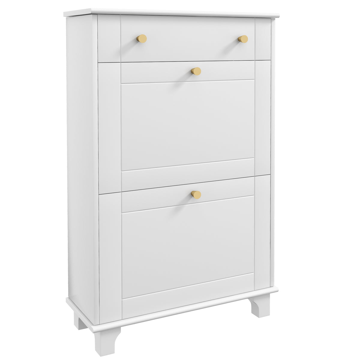 Meuble chaussure entrée étroit avec tiroirs à portes abattants et étagère réglable, 60 x 23,5 x 98,5 cm, blanc