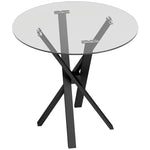 Tavolo da pranzo rotondo per 4 persone, Ø 80 x 75 cm, tavolo da cucina, piano in vetro temperato, trasparente