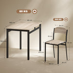 Ensemble table à manger 5 pièces avec 4 chaises lateau MDF coloris bois de chêne châssis métal noir
