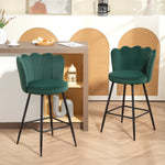 Lot de 2 tabourets de bar, chaises de bar avec dossier et repose-pieds, pieds en acier, 54 x 55 x 97 cm, vert foncé