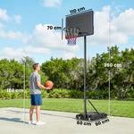 Panier de Basketball sur Pieds avec Hauteur Réglable de 1,35 à 3,05 m avec Roues, Base de Lestage et Sac de Sable, Bleu