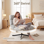 Fauteuil salon sans accoudoirs, chaise pivotante en tissu chenille, assise large, 75 x 95 x 90 cm gris clair