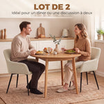 Lot de 2 chaises de salle à manger, chaises de cuisine rembourrées en velours côtelé avec accoudoirs et dossier, crème