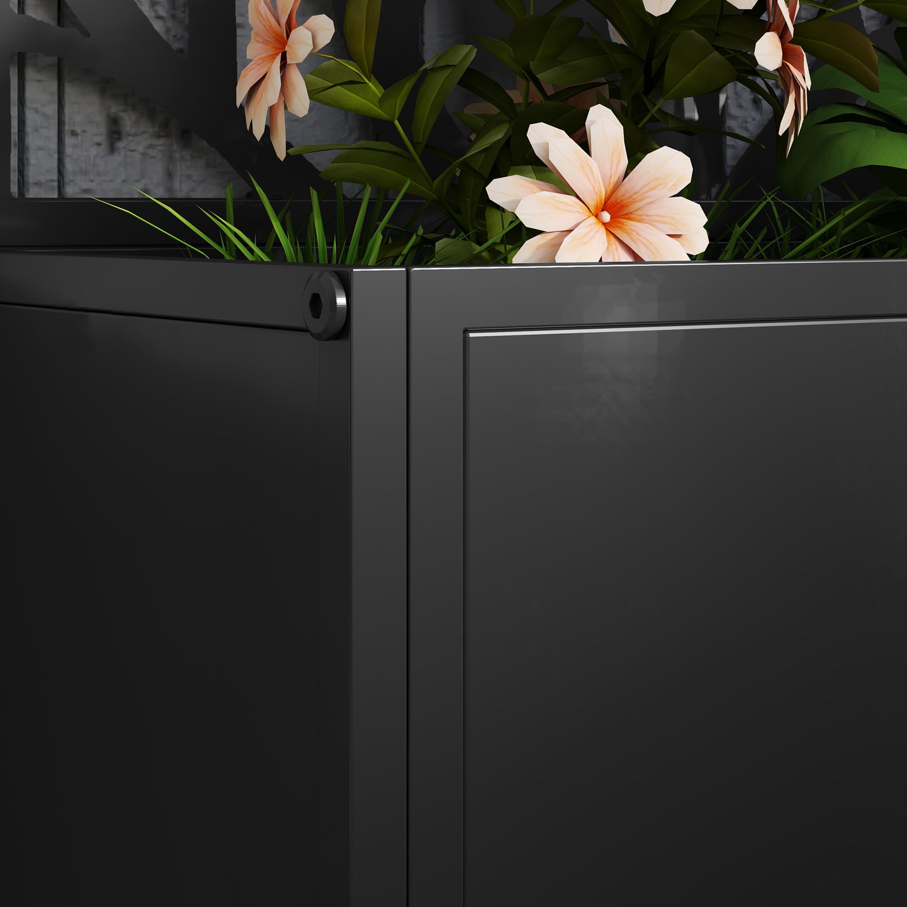 Jardinière avec treillis, bac à fleurs pour plantes grimpantes, légumes, fleurs en métal 61 x 23 x 113 cm noir
