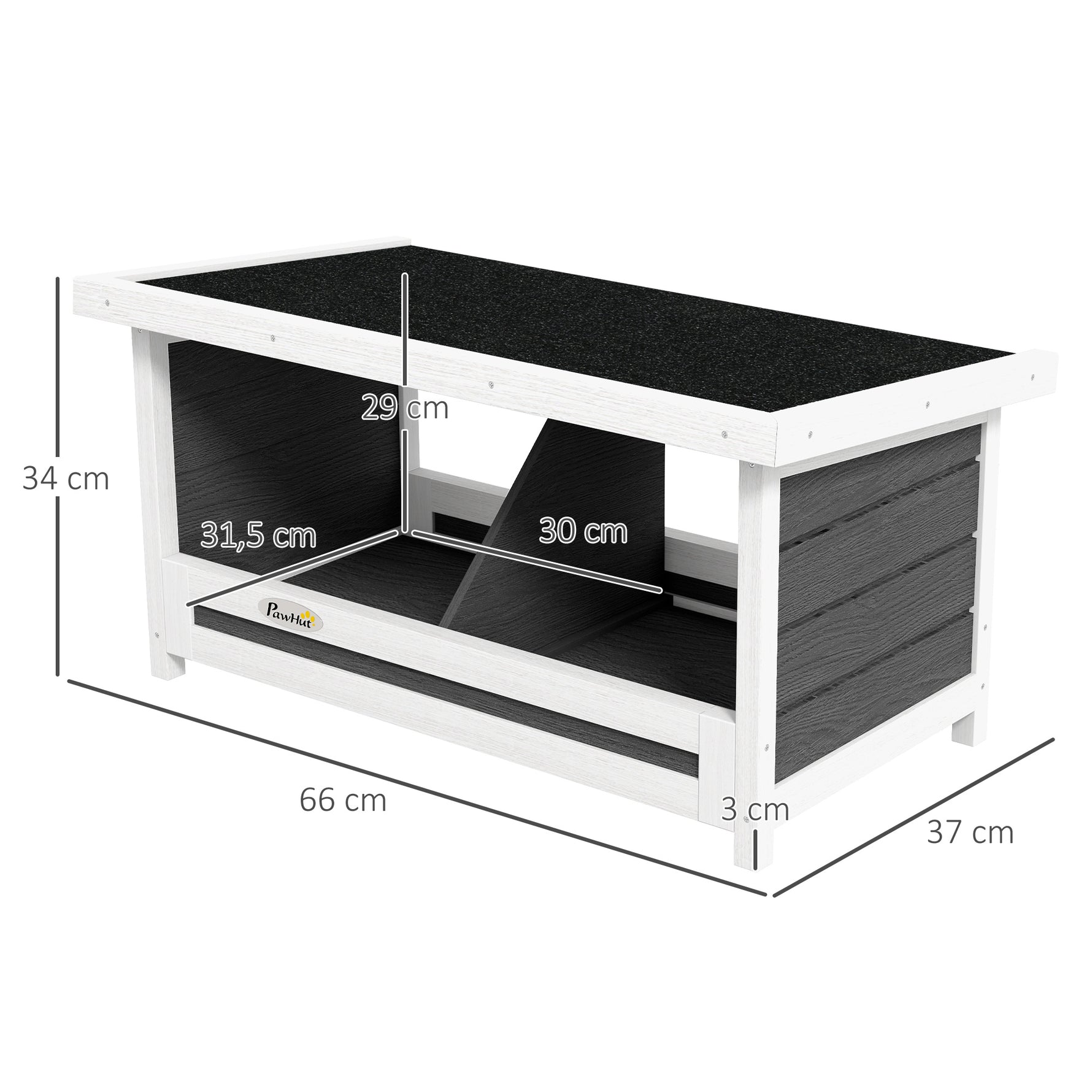 Pondoir nichoir pour poules 3 emplacements avec toit asphalte structure en bois 66 x 37 x 34 cm gris noir