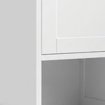 Mueble de baño alto, mueble de almacenamiento con 2 puertas, 2 compartimentos abiertos, estante ajustable, blanco