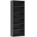Bibliothèque étagère de rangement 6 niveaux avec étagères réglables pour salon, chambre, bureau, 60x24x158,5cm, noir
