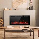 Elektrischer Kamin, einbaubar, wandmontierbar oder freistehend, 3-in-1, dekorativer Kamin, extra flach, 900W/1800W, 3D-Flammeneffekt, Schwarz