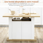 Ilot central cuisine table avec grand plan de travail 4 personnes - dim. 110L x 70l x 75,5H cm