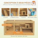 Cage Hamster Habitat pour Rongeurs Souris Plusieurs Niveaux Plateformes Échelle Balançoires 100 x 50 x 50 cm Naturel