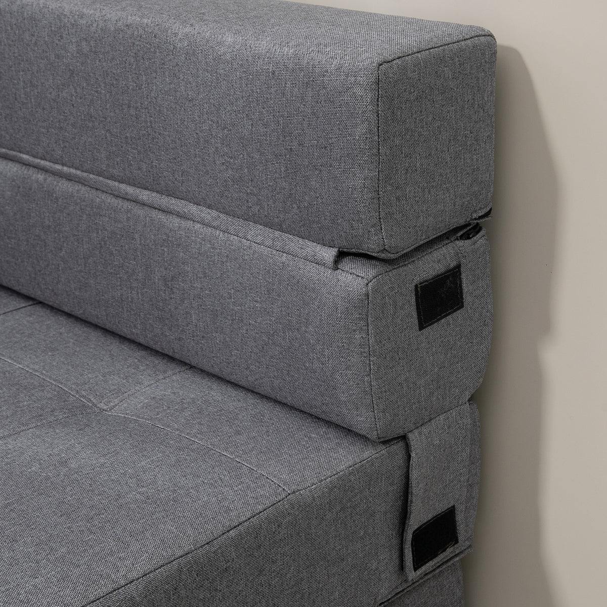 Chauffeuse canapé-lit convertible fauteuil 1 place avec 1 coussin déhoussable, tissu gris