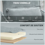 Fauteuil convertible 1 place 3 en 1, fauteuil-lit clic-clac en chenille, assise large dossier réglable, 88x84x87cm, gris