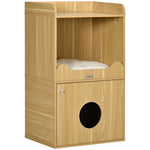 Mobile toilette per gatti, mobile lettiera per gatti a 3 livelli, scomparto chiuso da un'anta, 1 cuscino, 60 x 45 x 103 cm