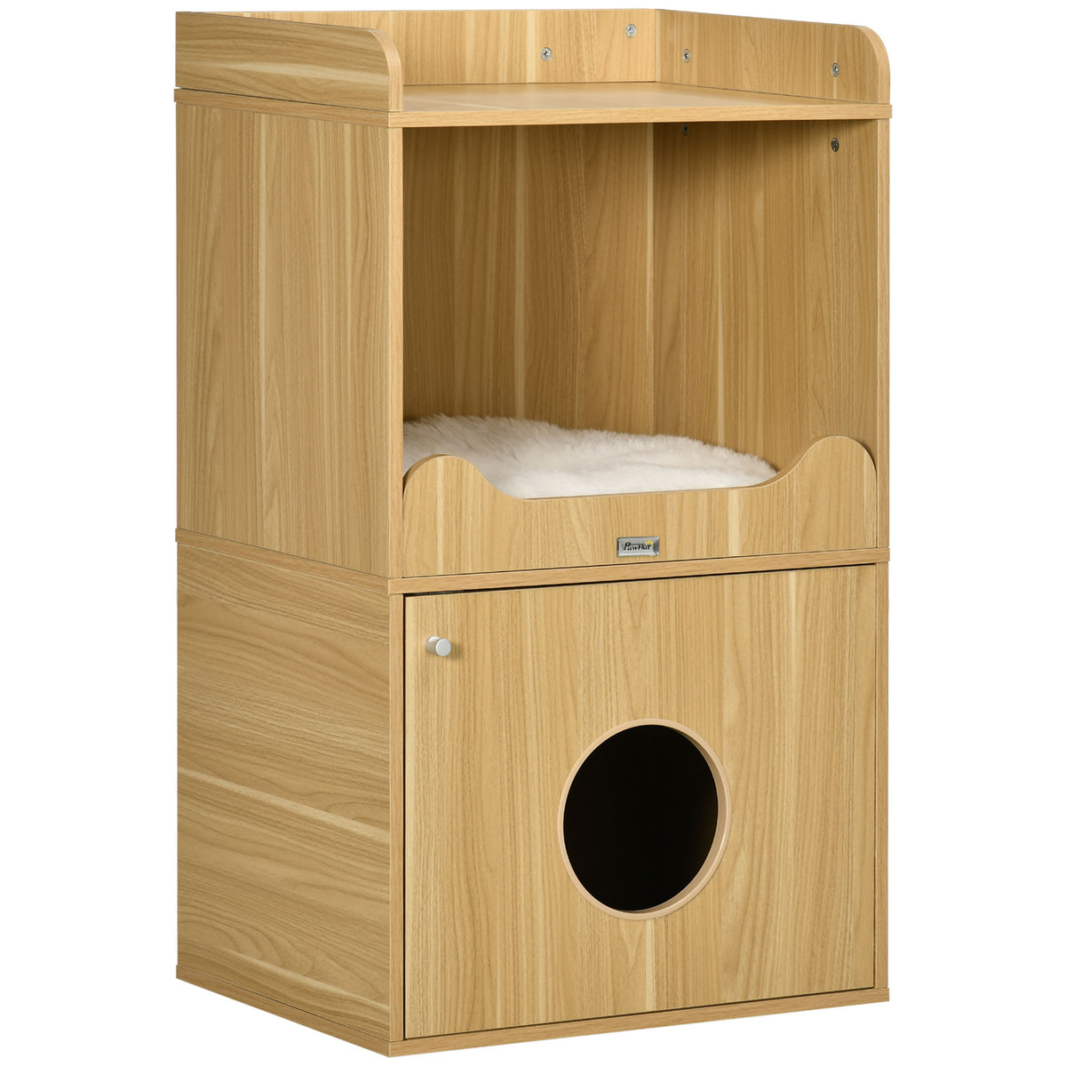 Mobile toilette per gatti, mobile lettiera per gatti a 3 livelli, scomparto chiuso da un'anta, 1 cuscino, 60 x 45 x 103 cm